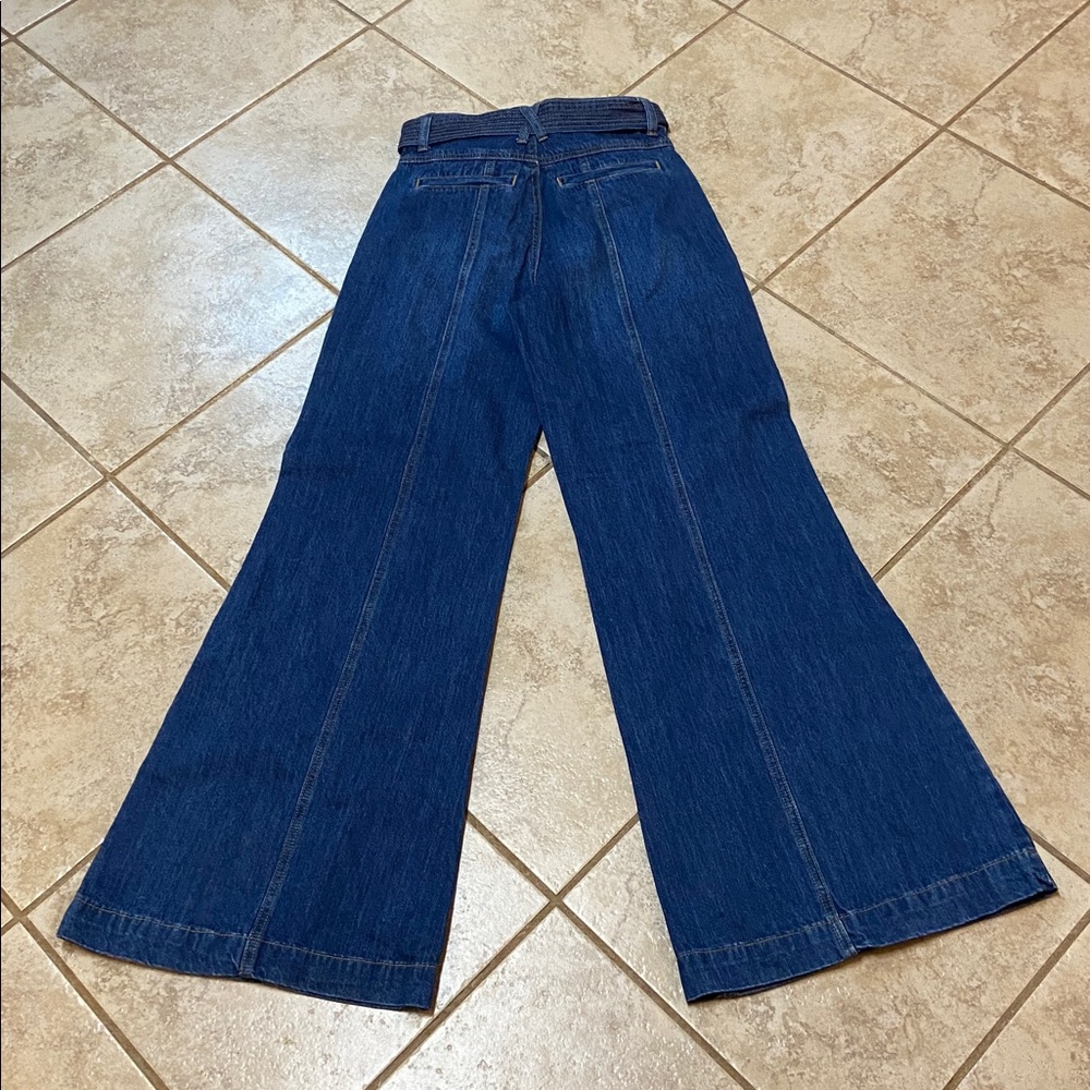 Gianni Bini High Rise Denim Jeans Wide Leg with Belt - Picture 8 of 9